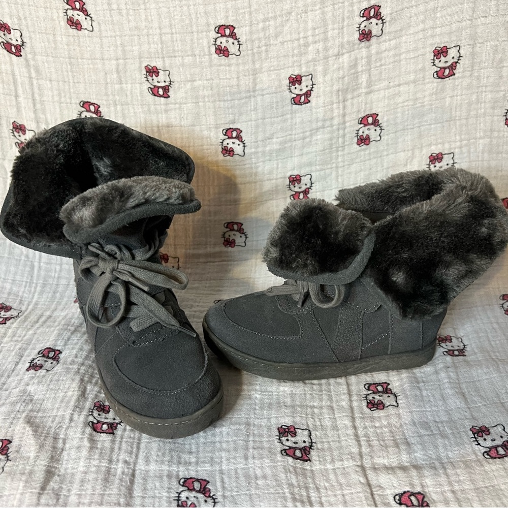 ASH SUEDE FUR PLATFORM BOOTIES SNEAKERS BOOTS LEATHER LACE-UP SHOES GIRL 28 / 11